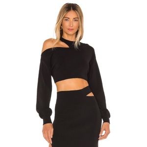 Michael Costello | asym cut out dolman sweater and skirt